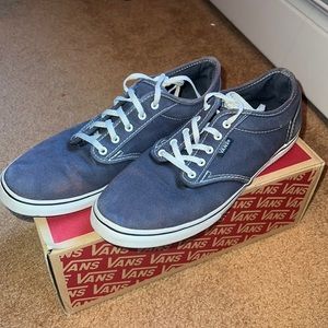 Navy Blue and White Lace Up Vans | Size 10